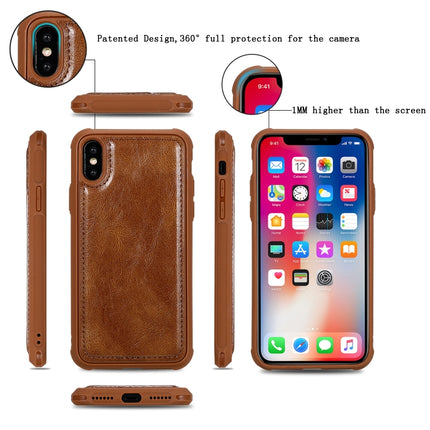 For iPhone X / XS Multifunctional Retro Detachable Magnetic Horizontal Flip Leather Case with Card Slots & Holder & Wallet & Photo Frame(Brown)-garmade.com