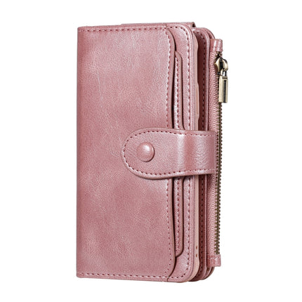 For iPhone X / XS Multifunctional Retro Detachable Magnetic Horizontal Flip Leather Case with Card Slots & Holder & Wallet & Photo Frame(Rose Gold)-garmade.com