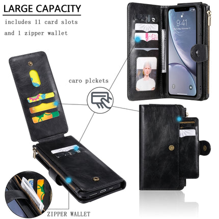 For iPhone XS Max Multifunctional Retro Detachable Magnetic Horizontal Flip Leather Case with Card Slots & Holder & Wallet & Photo Frame(Black)-garmade.com