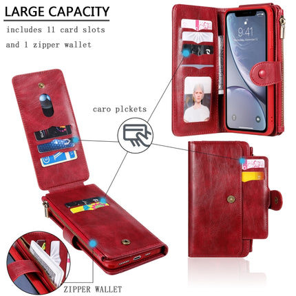 For iPhone XS Max Multifunctional Retro Detachable Magnetic Horizontal Flip Leather Case with Card Slots & Holder & Wallet & Photo Frame(Red)-garmade.com