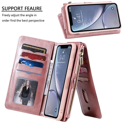 For iPhone XS Max Multifunctional Retro Detachable Magnetic Horizontal Flip Leather Case with Card Slots & Holder & Wallet & Photo Frame(Rose Gold)-garmade.com