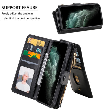 For iPhone 11 Pro Multifunctional Retro Detachable Magnetic Horizontal Flip Leather Case with Card Slots & Holder & Wallet & Photo Frame(Black)-garmade.com