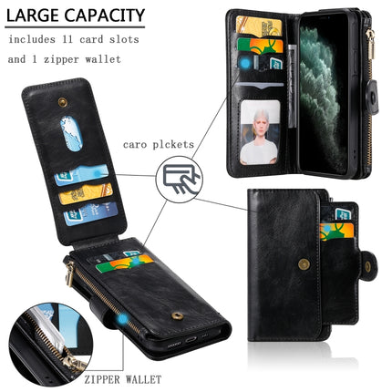 For iPhone 11 Pro Multifunctional Retro Detachable Magnetic Horizontal Flip Leather Case with Card Slots & Holder & Wallet & Photo Frame(Black)-garmade.com