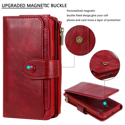 For iPhone 11 Pro Multifunctional Retro Detachable Magnetic Horizontal Flip Leather Case with Card Slots & Holder & Wallet & Photo Frame(Red)-garmade.com