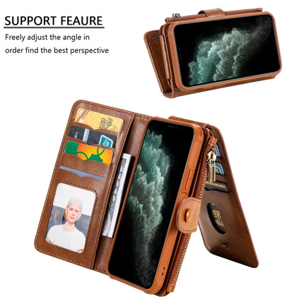 For iPhone 11 Pro Multifunctional Retro Detachable Magnetic Horizontal Flip Leather Case with Card Slots & Holder & Wallet & Photo Frame(Brown)-garmade.com