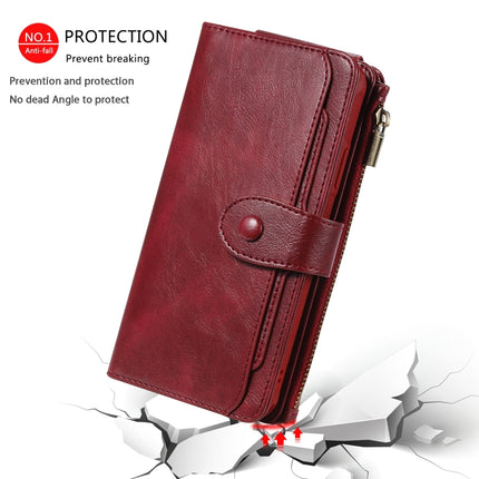For iPhone 11 Pro Max Multifunctional Retro Detachable Magnetic Horizontal Flip Leather Case with Card Slots & Holder & Wallet & Photo Frame(Red)-garmade.com