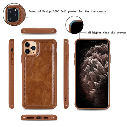 For iPhone 11 Pro Max Multifunctional Retro Detachable Magnetic Horizontal Flip Leather Case with Card Slots & Holder & Wallet & Photo Frame(Brown)-garmade.com