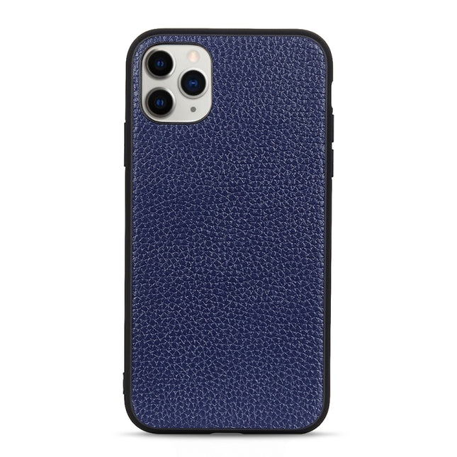 For iPhone 11 Pro Litchi Texture Genuine Leather Folding Protective Case(Blue)-garmade.com