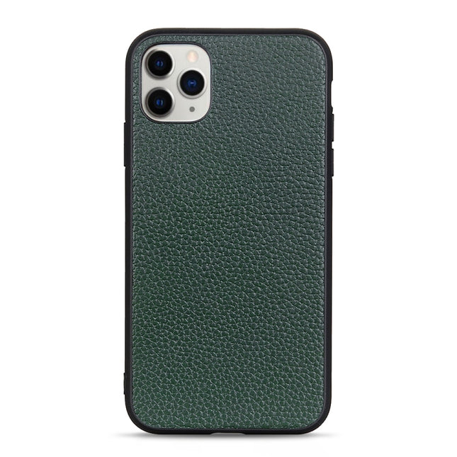 For iPhone 11 Pro Litchi Texture Genuine Leather Folding Protective Case(Green)-garmade.com
