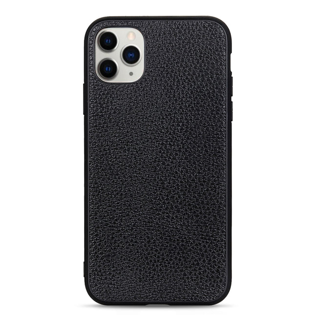 For iPhone 11 Pro Max Litchi Texture Genuine Leather Folding Protective Case(Black)-garmade.com