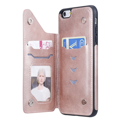 For iPhone 6 Plus & 6s Plus Cat Tree Embossing Pattern Shockproof Protective Case with Card Slots & Photo Frame & Holder(Rose Gold)-garmade.com