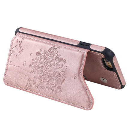 For iPhone 6 & 6s Cat Tree Embossing Pattern Shockproof Protective Case with Card Slots & Photo Frame & Holder(Rose Gold)-garmade.com