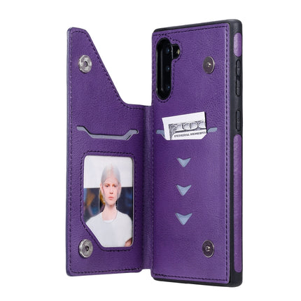 For Galaxy Note 10 Cat Tree Embossing Pattern Shockproof Protective Case with Card Slots & Photo Frame & Holder(Purple)-garmade.com