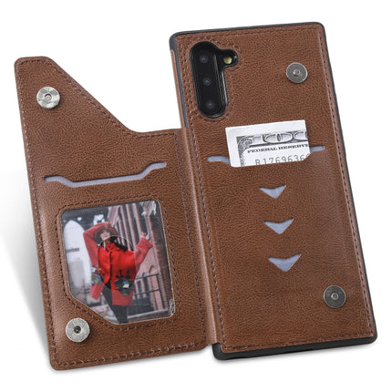 For Galaxy Note 10 Cat Tree Embossing Pattern Shockproof Protective Case with Card Slots & Photo Frame & Holder(Brown)-garmade.com