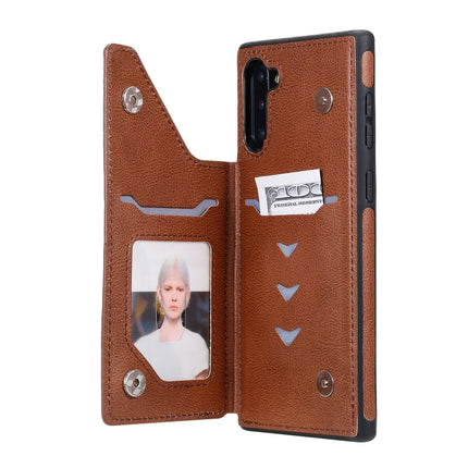 For Galaxy Note 10 Cat Tree Embossing Pattern Shockproof Protective Case with Card Slots & Photo Frame & Holder(Brown)-garmade.com