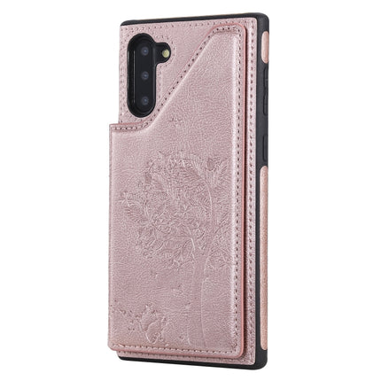 For Galaxy Note 10 Cat Tree Embossing Pattern Shockproof Protective Case with Card Slots & Photo Frame & Holder(Rose Gold)-garmade.com