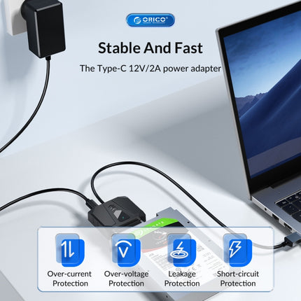 ORICO UTS2 USB 3.0 2.5-inch SATA HDD Adapter with 12V 2A Power Adapter, Cable Length:0.5m(EU Plug)-garmade.com