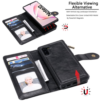 For Galaxy Note 10 Multifunctional Retro Detachable Magnetic Horizontal Flip Leather Case with Card Slots & Holder & Wallet & Photo Frame(Black)-garmade.com