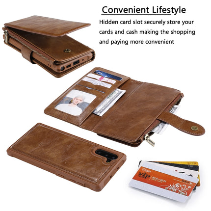 For Galaxy Note 10 Multifunctional Retro Detachable Magnetic Horizontal Flip Leather Case with Card Slots & Holder & Wallet & Photo Frame(Brown)-garmade.com