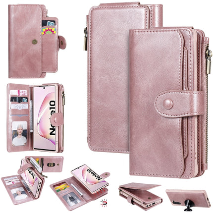 For Galaxy Note 10 Multifunctional Retro Detachable Magnetic Horizontal Flip Leather Case with Card Slots & Holder & Wallet & Photo Frame(Rose Gold)-garmade.com