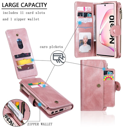 For Galaxy Note 10 Multifunctional Retro Detachable Magnetic Horizontal Flip Leather Case with Card Slots & Holder & Wallet & Photo Frame(Rose Gold)-garmade.com