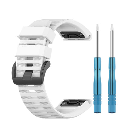 For Garmin Fenix 6X 26mm Quick Release Official Texture Wrist Strap Watchband with Plastic Button(White)-garmade.com