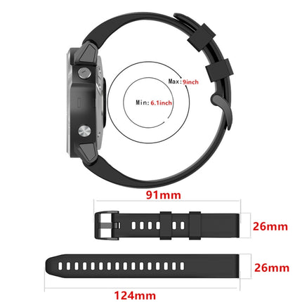 For Garmin Fenix 6X 26mm Quick Release Official Texture Wrist Strap Watchband with Plastic Button(Black)-garmade.com