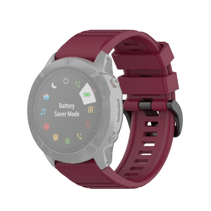 For Garmin Fenix 6X 26mm Quick Release Official Texture Wrist Strap Watchband with Plastic Button(Wine Red)-garmade.com