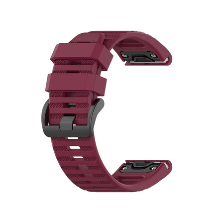 For Garmin Fenix 6X 26mm Quick Release Official Texture Wrist Strap Watchband with Plastic Button(Wine Red)-garmade.com