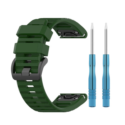 For Garmin Fenix 6X 26mm Quick Release Official Texture Wrist Strap Watchband with Plastic Button(Army Green)-garmade.com