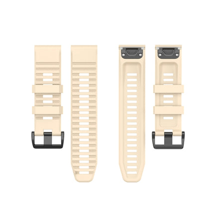For Garmin Fenix 6X 26mm Quick Release Official Texture Wrist Strap Watchband with Plastic Button(Beige)-garmade.com