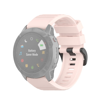 For Garmin Fenix 6X 26mm Quick Release Official Texture Wrist Strap Watchband with Plastic Button(Light Pink)-garmade.com