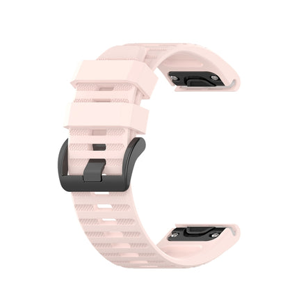 For Garmin Fenix 6X 26mm Quick Release Official Texture Wrist Strap Watchband with Plastic Button(Light Pink)-garmade.com