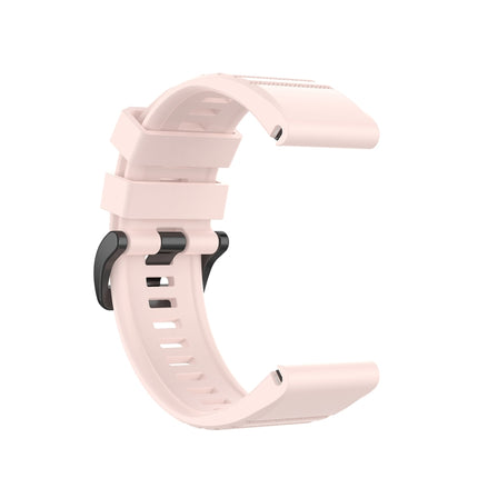 For Garmin Fenix 6X 26mm Quick Release Official Texture Wrist Strap Watchband with Plastic Button(Light Pink)-garmade.com