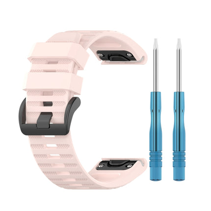 For Garmin Fenix 6X 26mm Quick Release Official Texture Wrist Strap Watchband with Plastic Button(Light Pink)-garmade.com