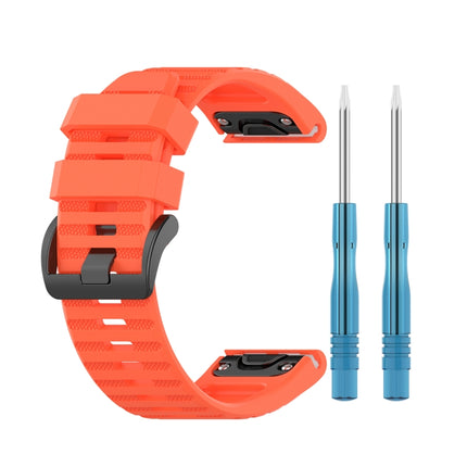 For Garmin Fenix 6X 26mm Quick Release Official Texture Wrist Strap Watchband with Plastic Button(Coral Red)-garmade.com