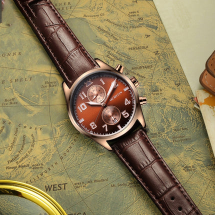 Ochstin 5043G Multifunctional Waterproof Leather Strap Quartz Watch(Coffee+Silver+Coffee)-garmade.com