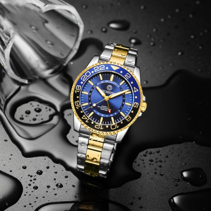 Ochstin 5019B Multifunctional Waterproof Stainless Steel Strap Quartz Watch(Gold+Blue)-garmade.com