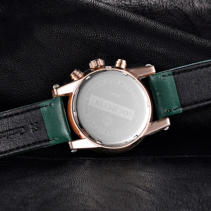Ochstin 5052B Multifunctional Business Waterproof Leather Strap Quartz Watch(Silver+Grey)-garmade.com