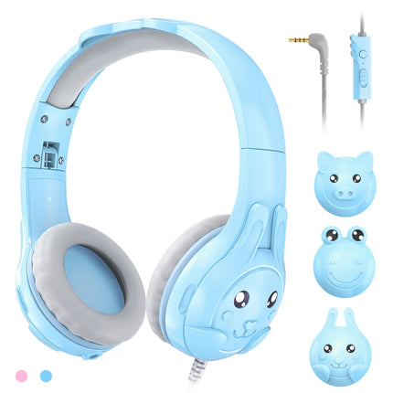 SoulBytes S31 Kids Wired Over-Ear Earphone with Microphone, Length: 1.5m(Blue)-garmade.com