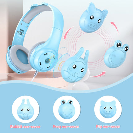 SoulBytes S31 Kids Wired Over-Ear Earphone with Microphone, Length: 1.5m(Blue)-garmade.com