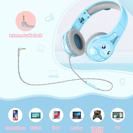 SoulBytes S31 Kids Wired Over-Ear Earphone with Microphone, Length: 1.5m(Blue)-garmade.com