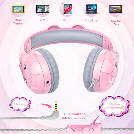 SoulBytes S31 Kids Wired Over-Ear Earphone with Microphone, Length: 1.5m(Pink)-garmade.com