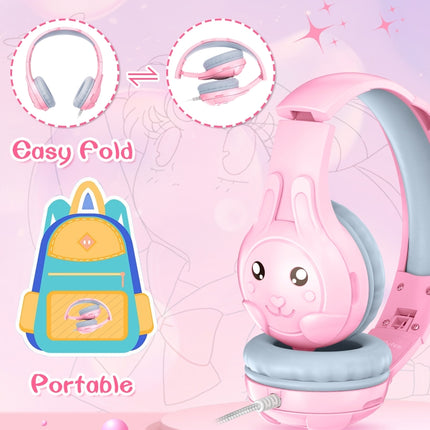 SoulBytes S31 Kids Wired Over-Ear Earphone with Microphone, Length: 1.5m(Pink)-garmade.com