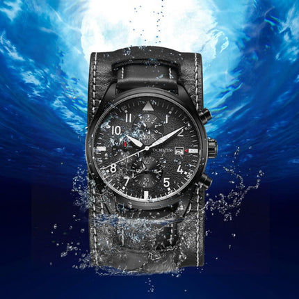 Ochstin 7227 Multifunctional Business Leather Wrist Wrist Waterproof Quartz Watch(Purple+Black)-garmade.com