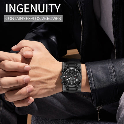 Ochstin 7227 Multifunctional Business Leather Wrist Wrist Waterproof Quartz Watch(Blue+Black)-garmade.com