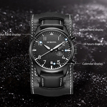 Ochstin 7228 Multifunctional Business Leather Wrist Wrist Waterproof Quartz Watch(Purple)-garmade.com
