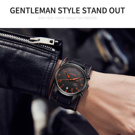 Ochstin 7228 Multifunctional Business Leather Wrist Wrist Waterproof Quartz Watch(Black+Red)-garmade.com