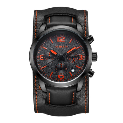 Ochstin 7230 Multifunctional Business Leather Wrist Wrist Waterproof Quartz Watch(Orange+Black)-garmade.com