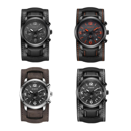 Ochstin 7230 Multifunctional Business Leather Wrist Wrist Waterproof Quartz Watch(Orange+Black)-garmade.com
